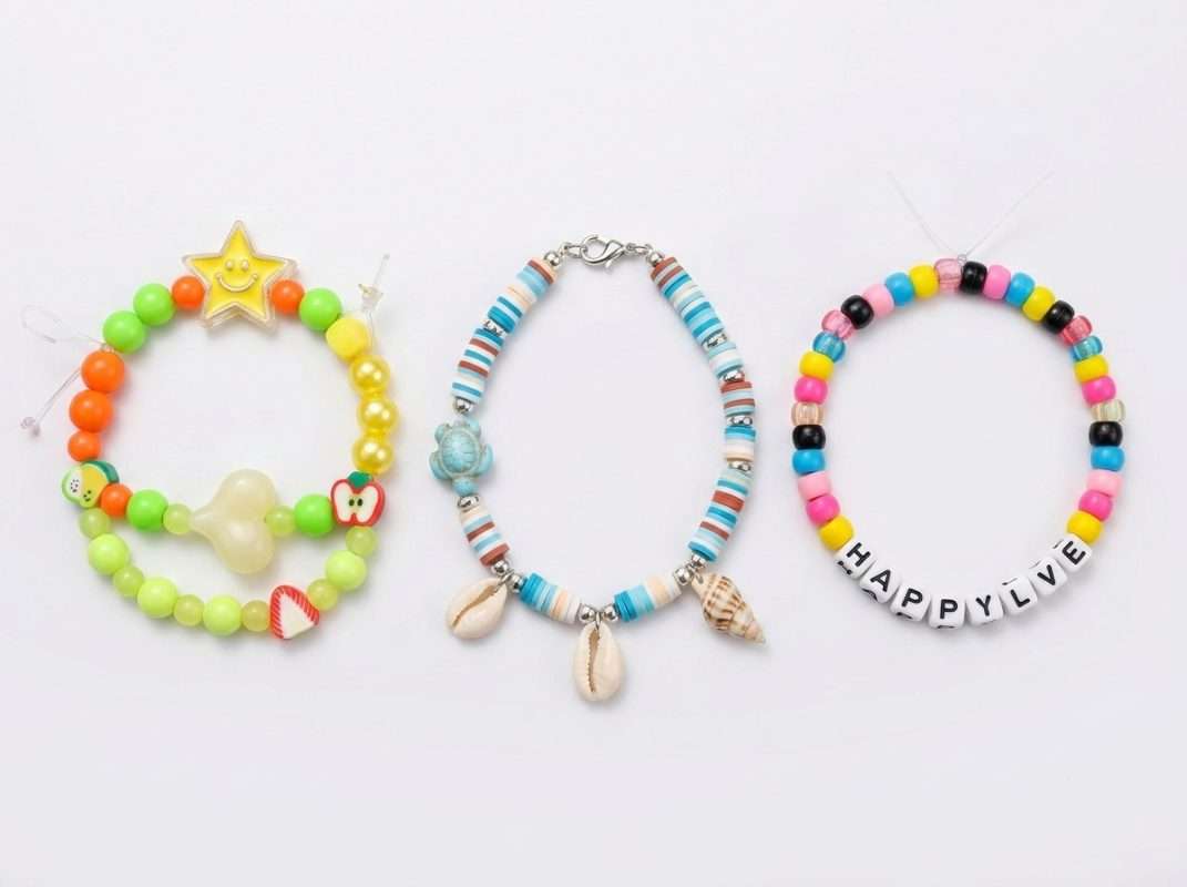 three types of beginner bracelet kits — clay bead friendship bracelet and charm bracelet comparison