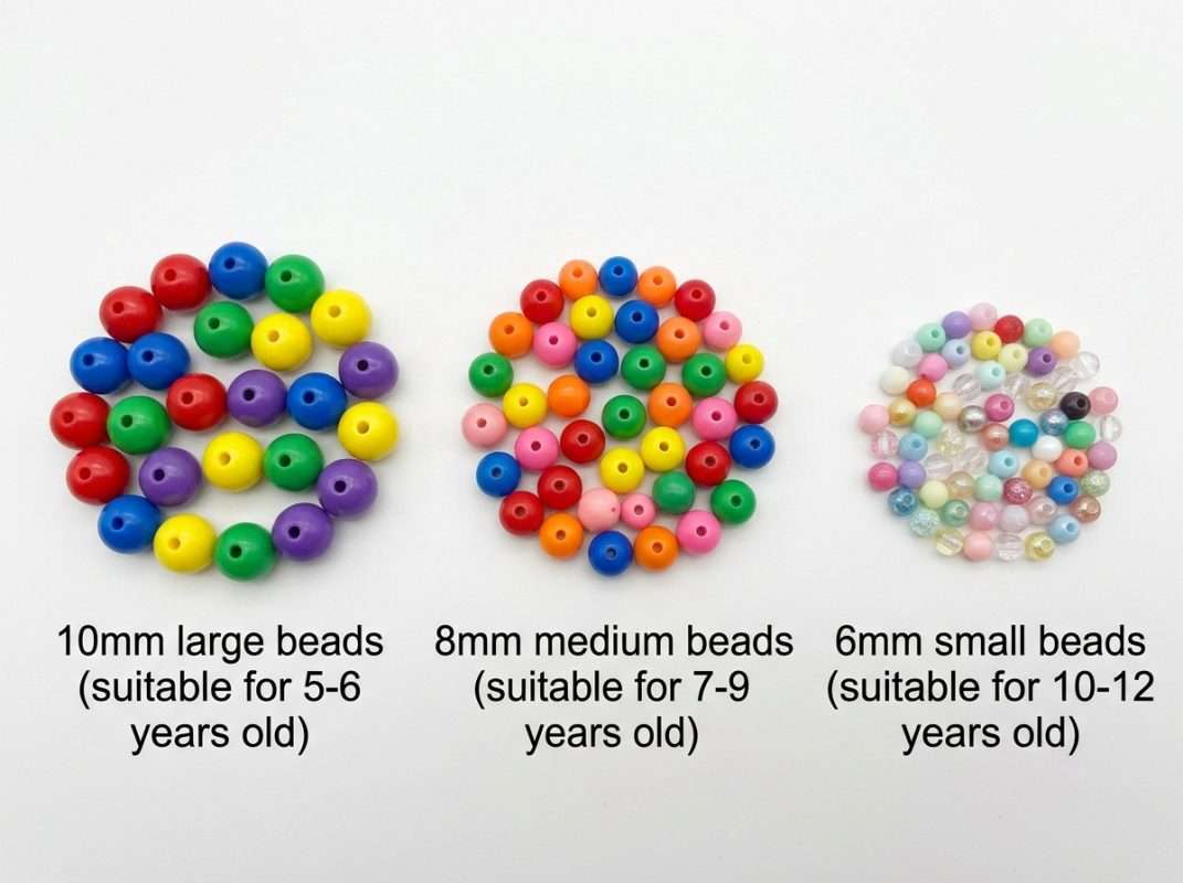 bead sizes for kids bracelet making — large medium and small beads by age group 6mm 8mm 10mm