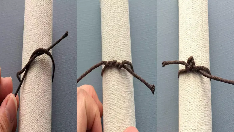 Diagram showing how to tie a surgeon's knot